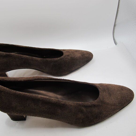 Sesto Meucci brown suede 2 inch heels with lizard pattern 8.5N - Picture 2 of 6